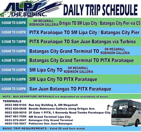 grand terminal batangas last trip|ALPS The Bus Schedule .